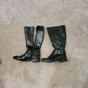 Black Leather Knee-High Boots